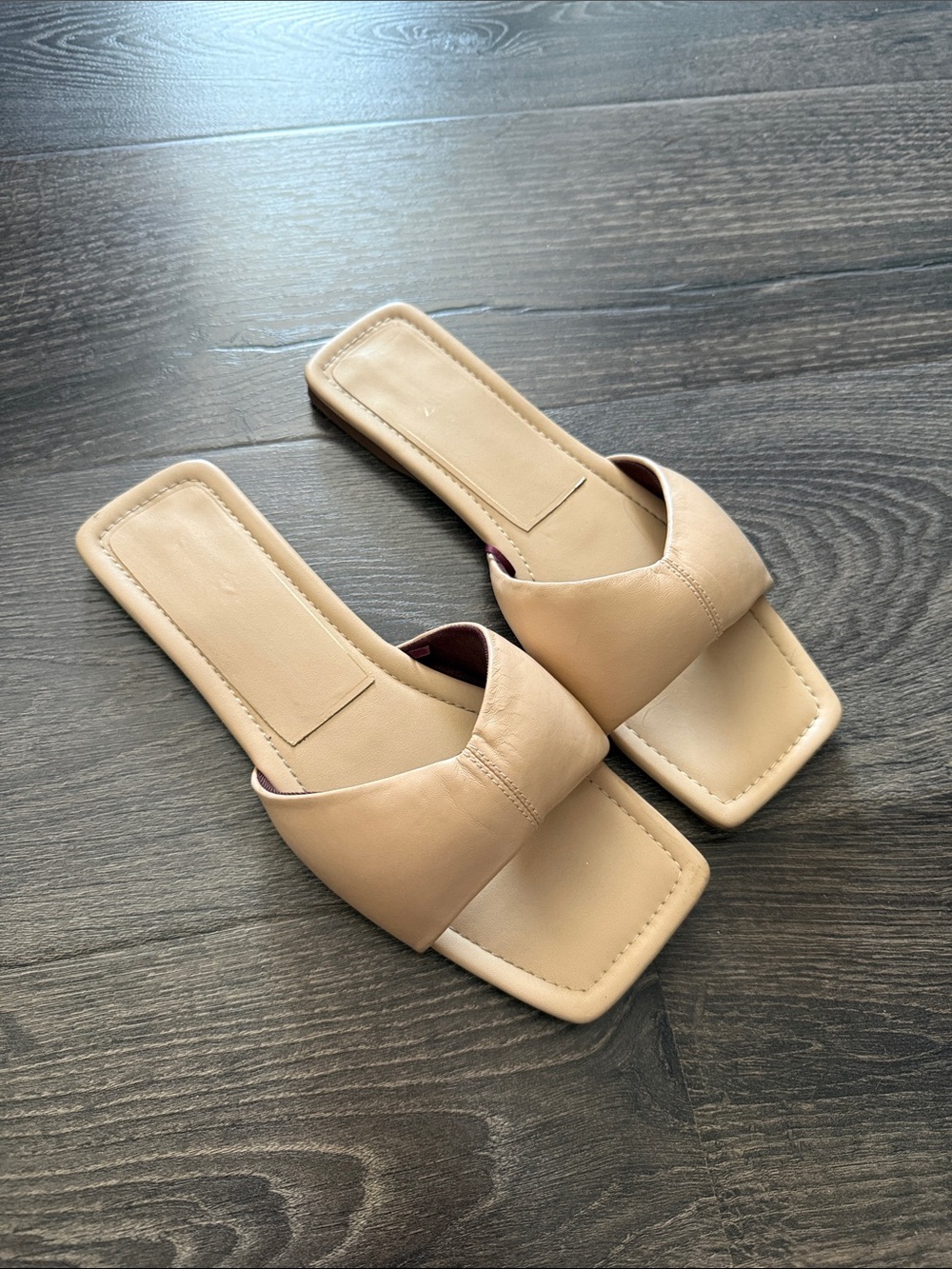 Zara Nude Beige Slide Mule Sandals